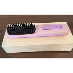 Portable Hair Straightener Comb Go Brush Pro Purple Travel Size New